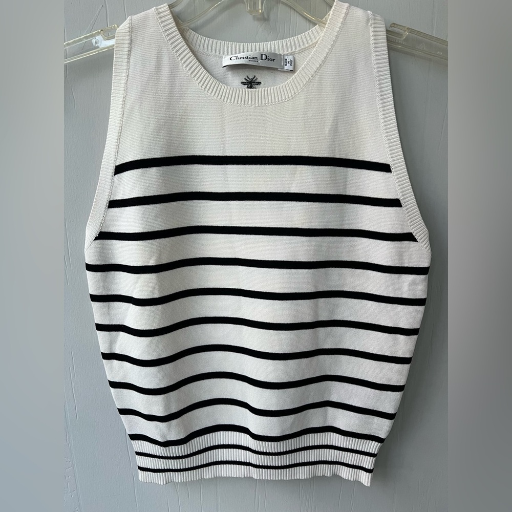 Christian Dior Silk/Cotton Striped Vest (US 8) - Picture 3 of 13